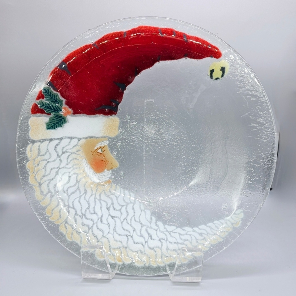 Festive Santa Glass Plate